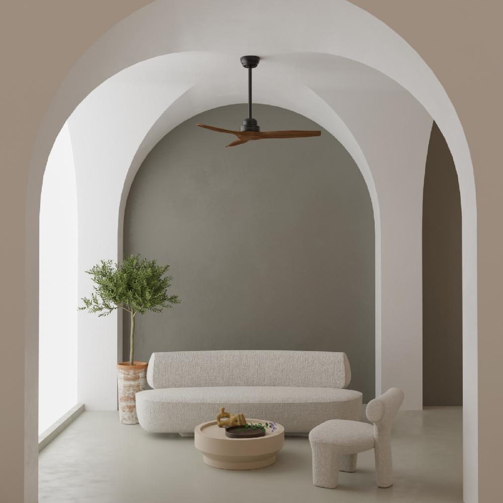 Sulion Ventilador De Techo Exterior BALCONY En Negro Y Madera Oscura - Sulion