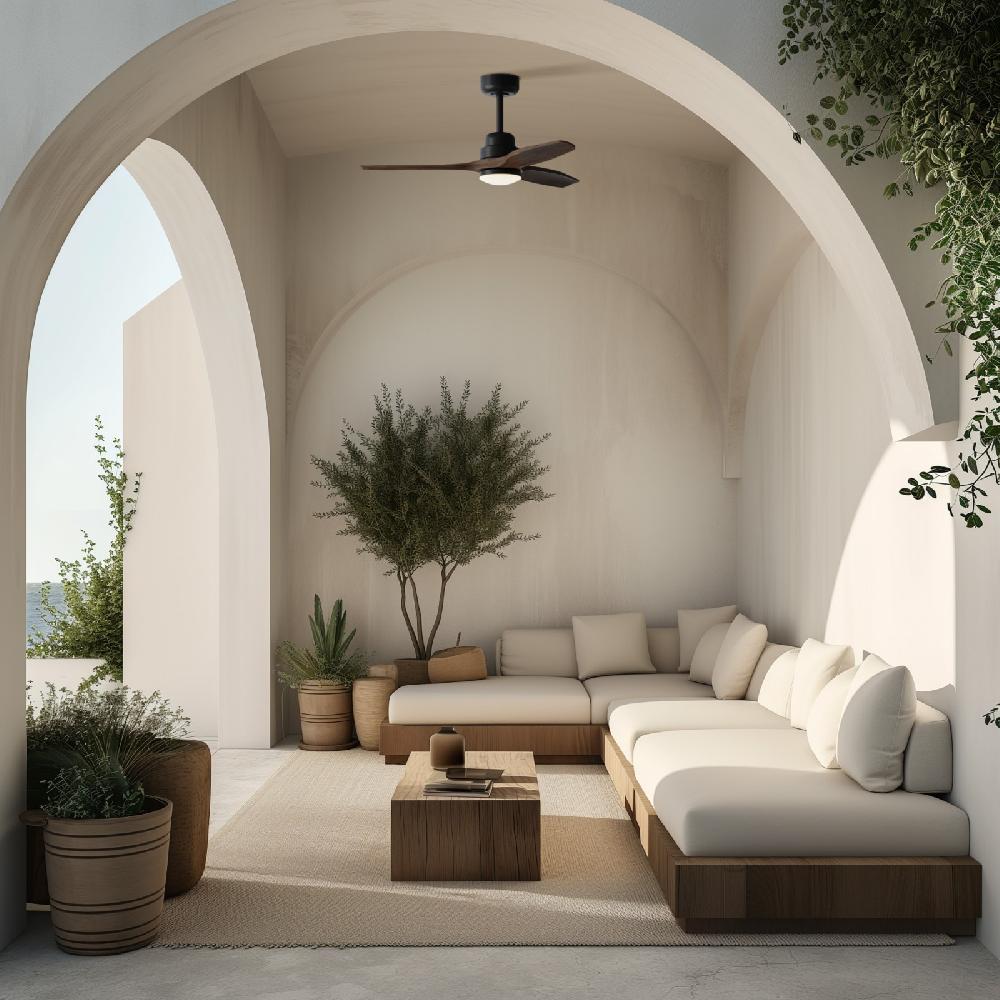 Sulion Ventilador De Techo Exterior BALCONY XL Negro Y Madera Oscura - Sulion