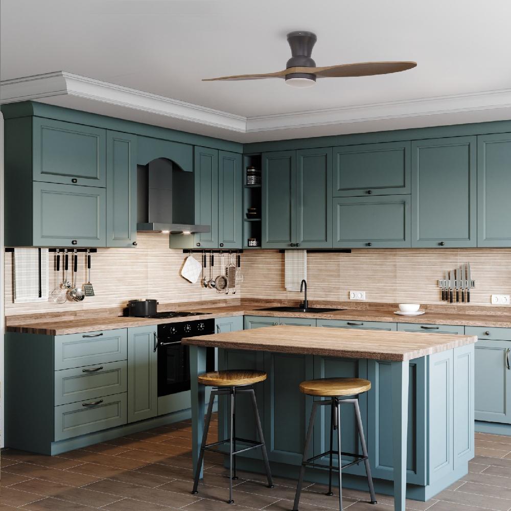 Sulion Ventilador De Techo Exterior DUPLO Negro Madera Oscura Con Luz - Sulion