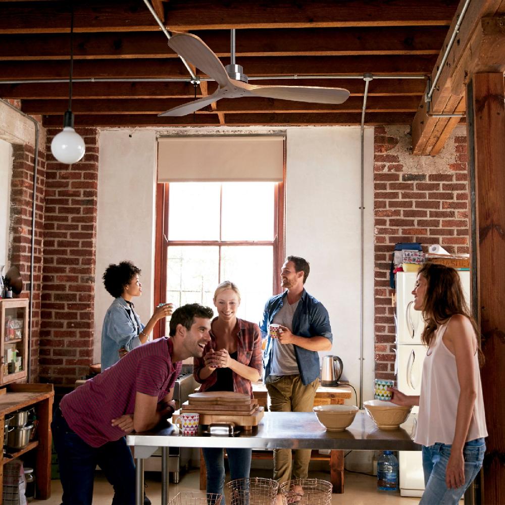 Sulion Ventilador De Techo Exterior NATI L Níquel Y Madera Oscura - Sulion