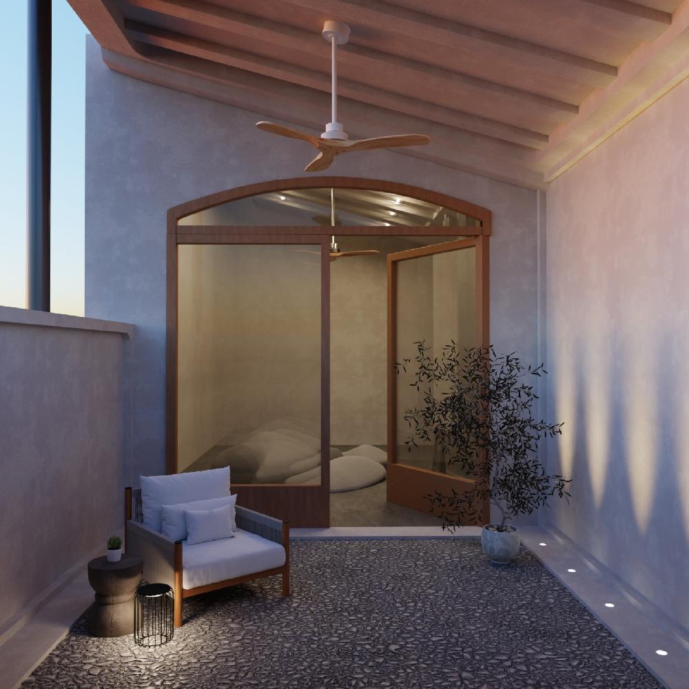 Sulion Ventilador De Techo Exterior NATI M Blanco Y Madera - Sulion