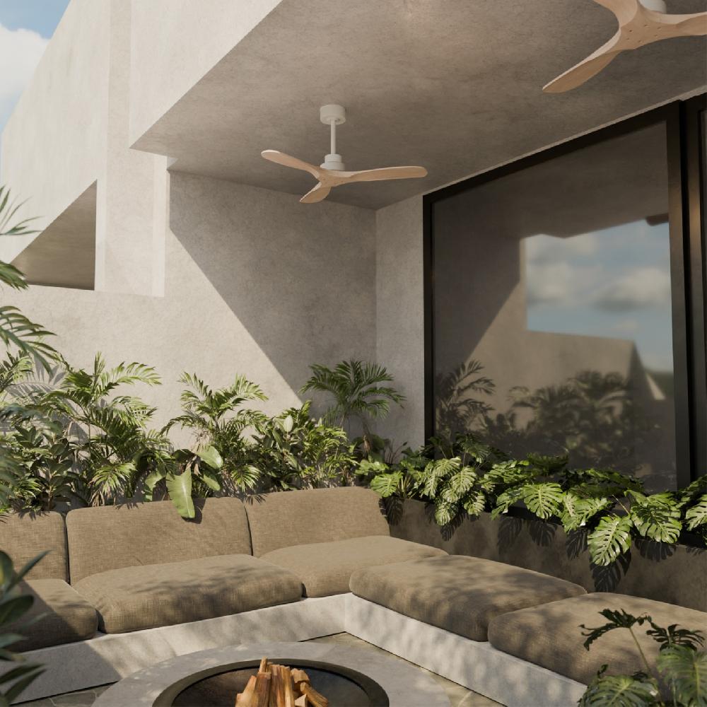 Sulion Ventilador De Techo Exterior NATI M Blanco Y Madera - Sulion