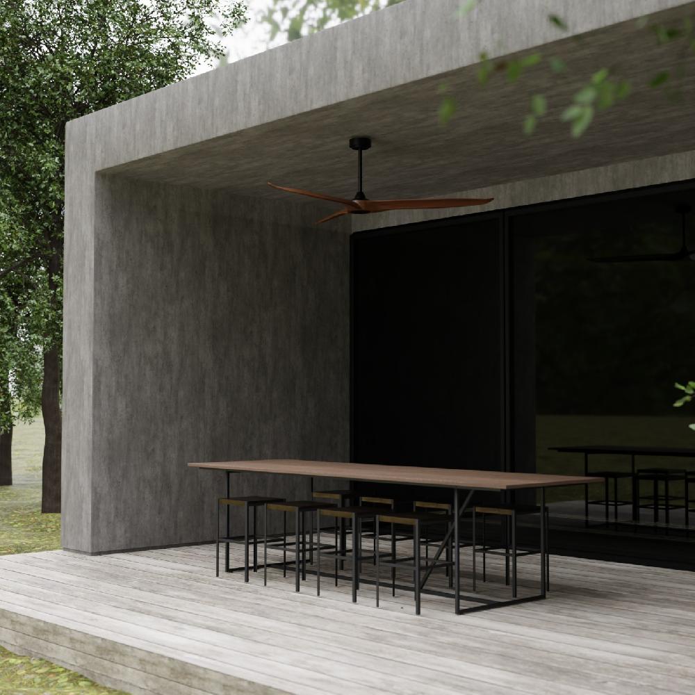 Sulion Ventilador De Techo Exterior NOVA XL Negro Y Madera Oscura - Sulion