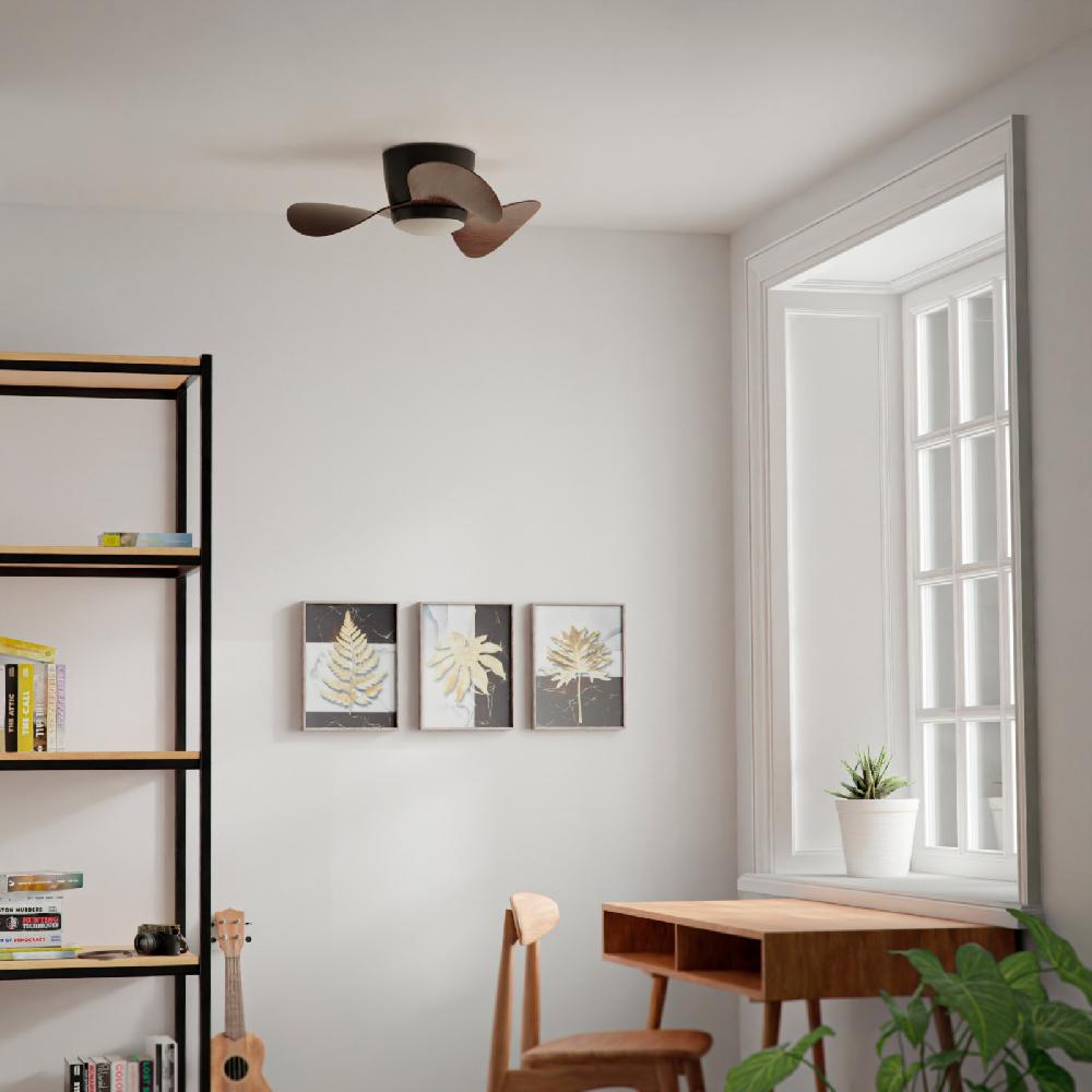 Sulion Ventilador De Techo MONTY Negro Y Palas Madera Oscura Con Luz - Sulion