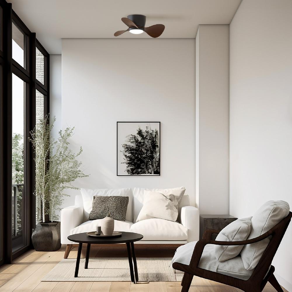 Sulion Ventilador De Techo MONTY Negro Y Palas Madera Oscura Con Luz - Sulion