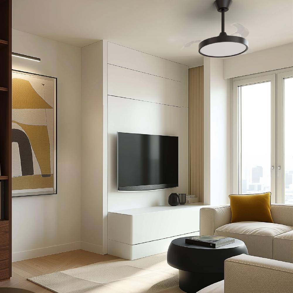 Sulion Ventilador De Techo Negro De Palas Retráctiles BOMBAY ESTILO S Sulion