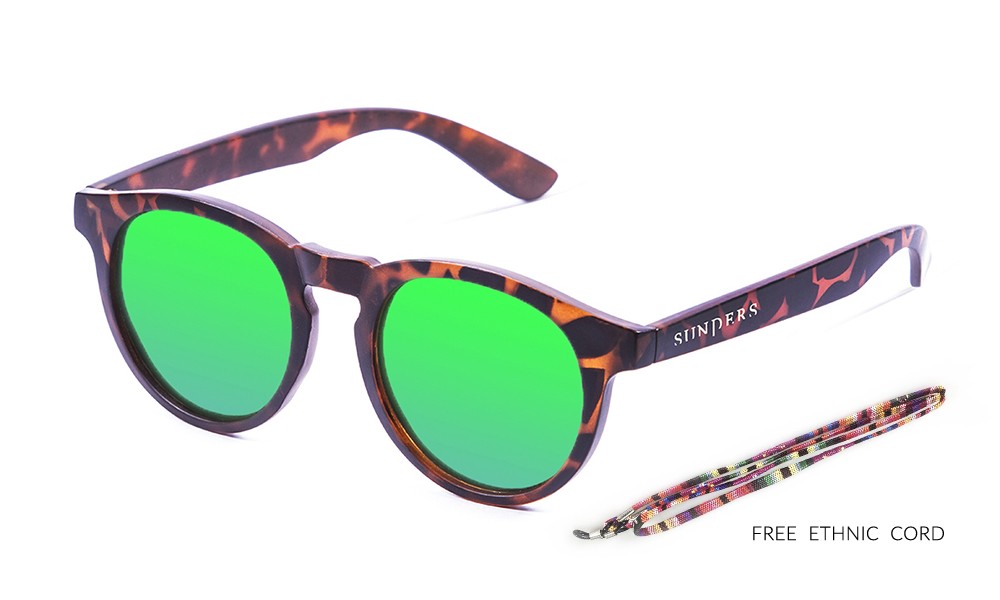 Sunpers Sunglasses Biarritz - Clásica / Carey / Verde Espejo