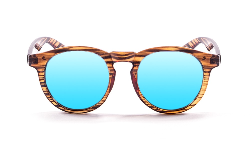sunpers sunglasses Biarritz - Clásica / marrón rayado / azul cielo espejo