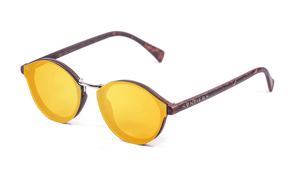 Sunpers Sunglasses Biarritz - Metal Lente Plana / Carey / Rojo Espejo