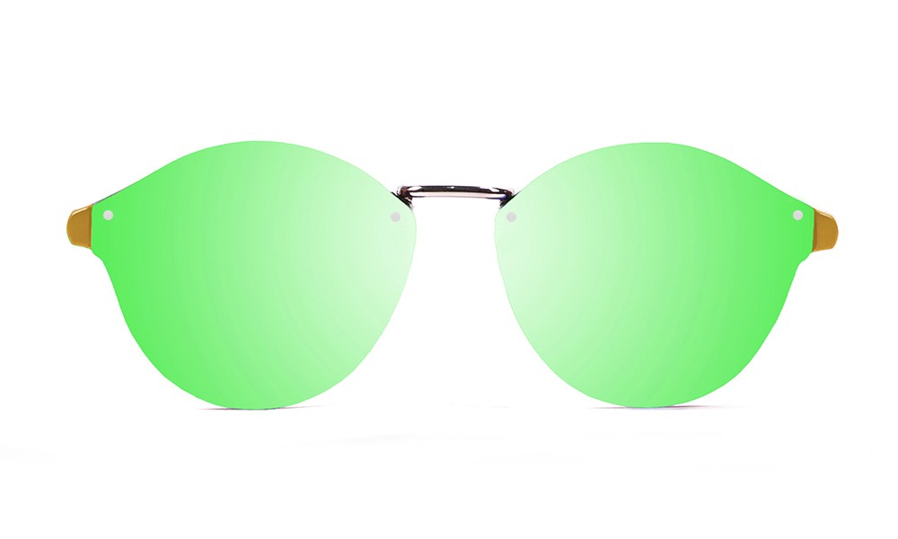 Sunpers Sunglasses Biarritz - Metal Lente Plana / Mate Marrón Suave / Verde Espejo