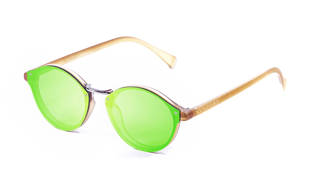 sunpers sunglasses Biarritz - Metal lente plana / mate marrón suave / verde espejo