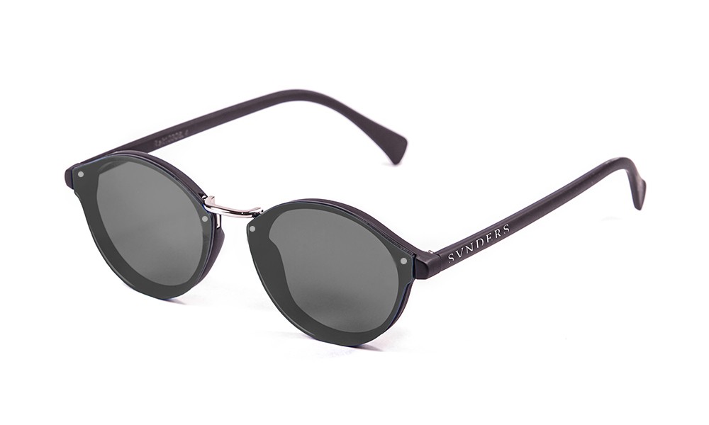 Sunpers Sunglasses Biarritz - Metal Lente Plana / Negro Mate / Ahumadas
