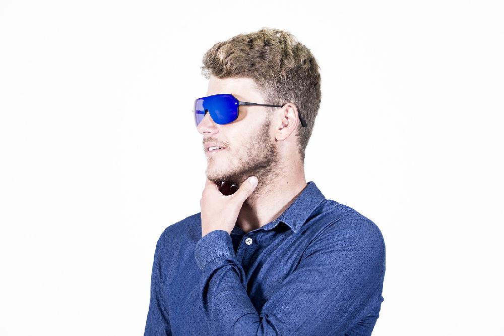 Sunpers Sunglasses Biarritz - Miami / Negro Mate - Azul Cielo Plana