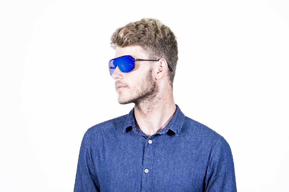 Sunpers Sunglasses Biarritz - Miami / Negro Mate - Azul Cielo Plana