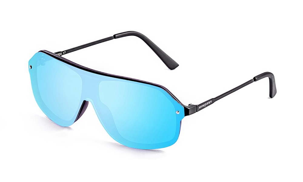 sunpers sunglasses Biarritz - Miami / negro mate - azul cielo plana