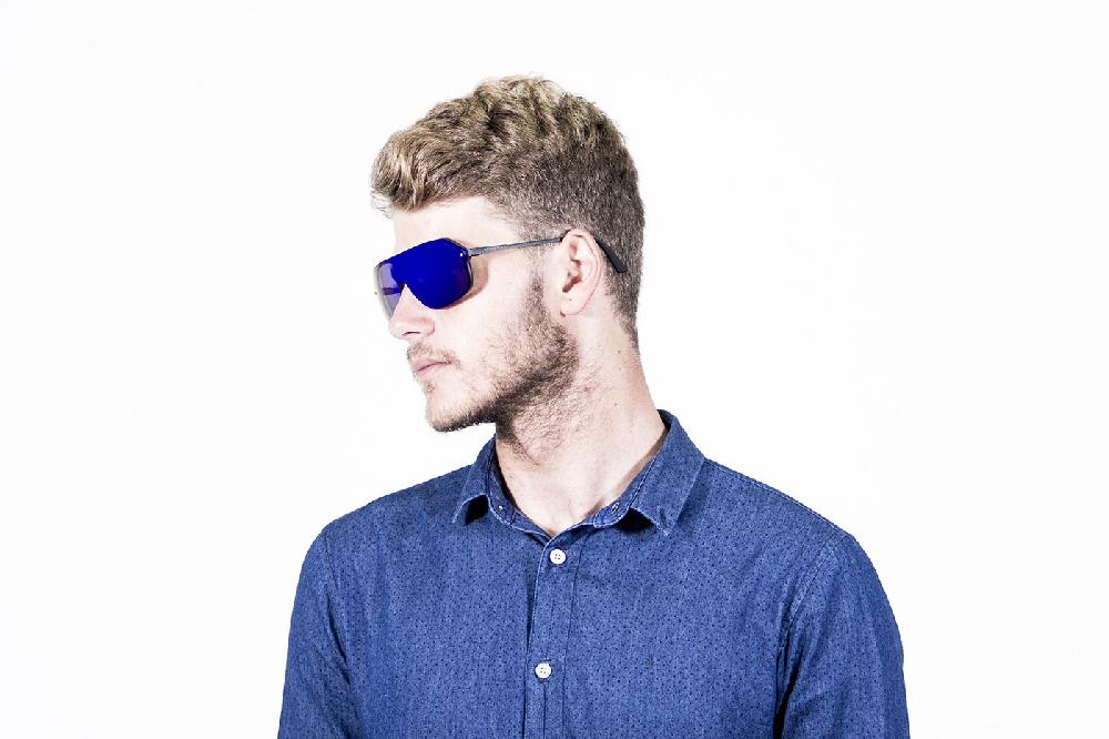 Sunpers Sunglasses Biarritz - Miami / Negro Mate - Azul Espejo Plana