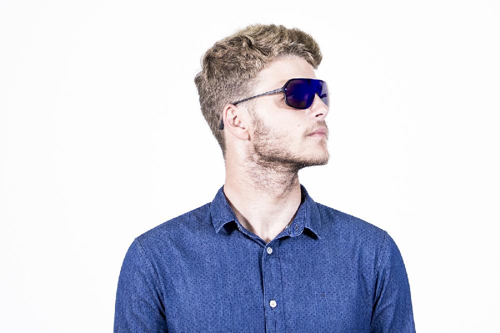 Sunpers Sunglasses Biarritz - Miami / Negro Mate - Azul Espejo Plana