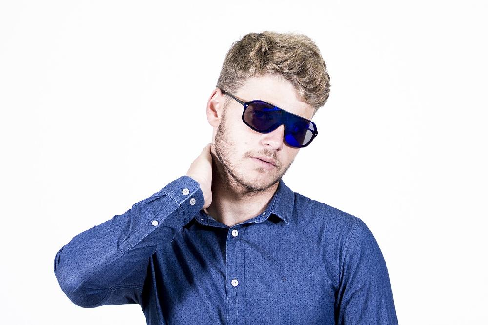 Sunpers Sunglasses Biarritz - Miami / Negro Mate - Azul Espejo Plana