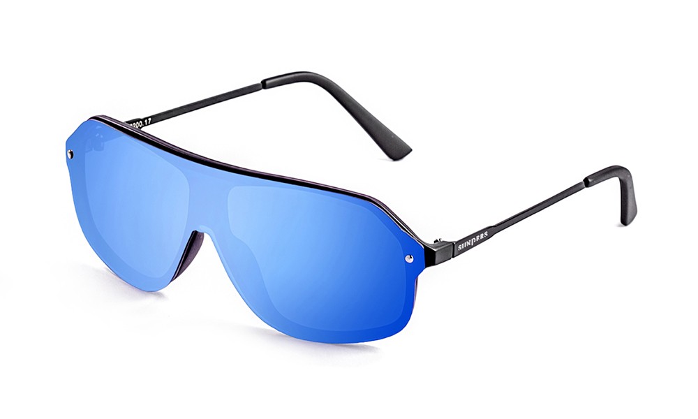 sunpers sunglasses Biarritz - Miami / negro mate - azul espejo plana