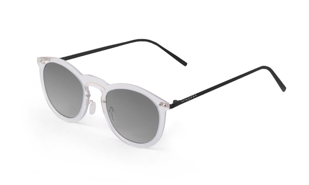 Sunpers Sunglasses Gafas De Sol - Blanco Transparent/ Patilla Negra Metálica| SUNPERS