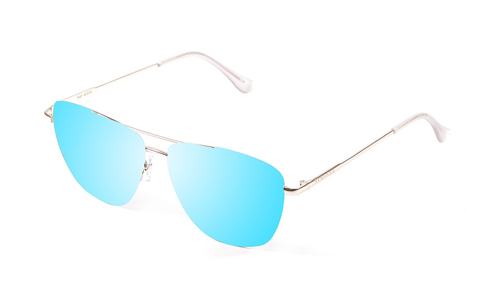 Sunpers Sunglasses Gafas De Sol - Dorado Brillante / Lente Plana Azul Espejo | SUNPERS