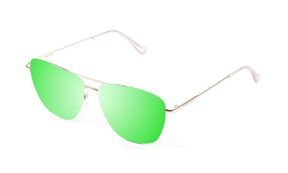 Sunpers Sunglasses Gafas De Sol - Dorado Brillante / Lente Plana Verde Espejo | SUNPERS