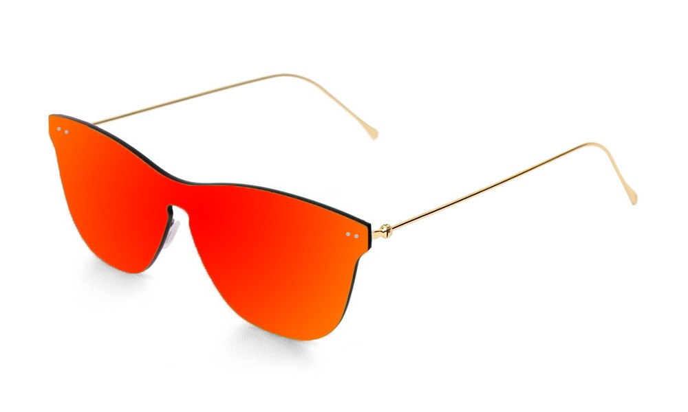 Sunpers Sunglasses Gafas De Sol - Dorado Metálico / Lente Plana Rojo | SUNPERS