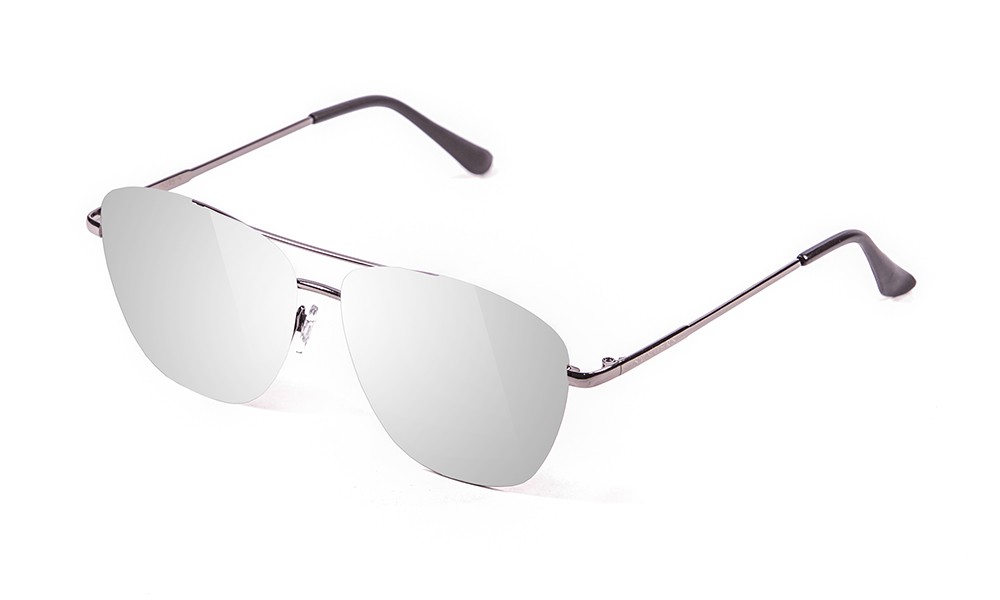 Sunpers Sunglasses Gafas De Sol - Gris Brillante / Lente Plana Plateada Espejo | SUNPERS