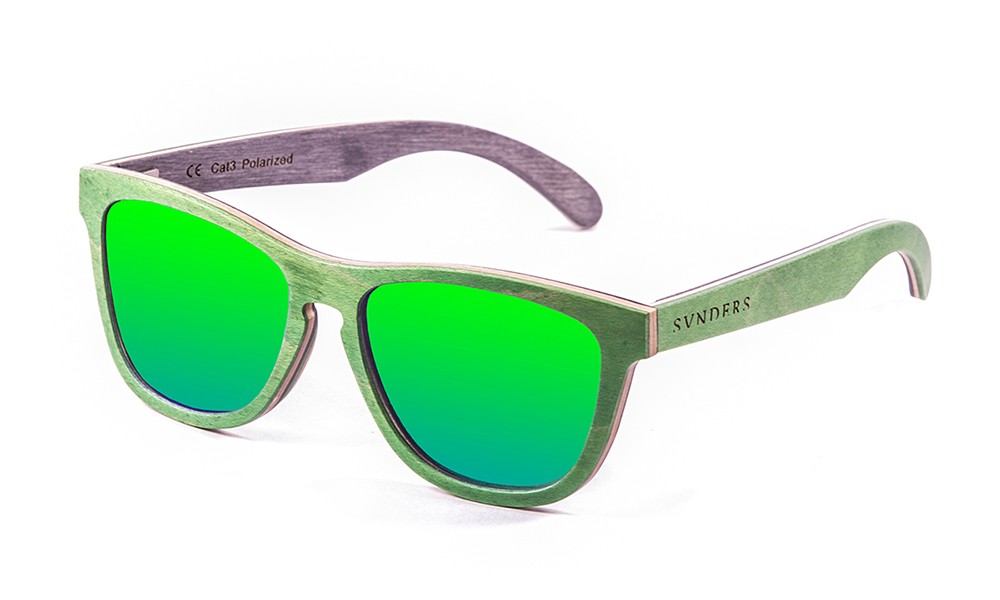 Sunpers Sunglasses Gafas De Sol - Madera / Skate / Lente Verde | SUNPERS