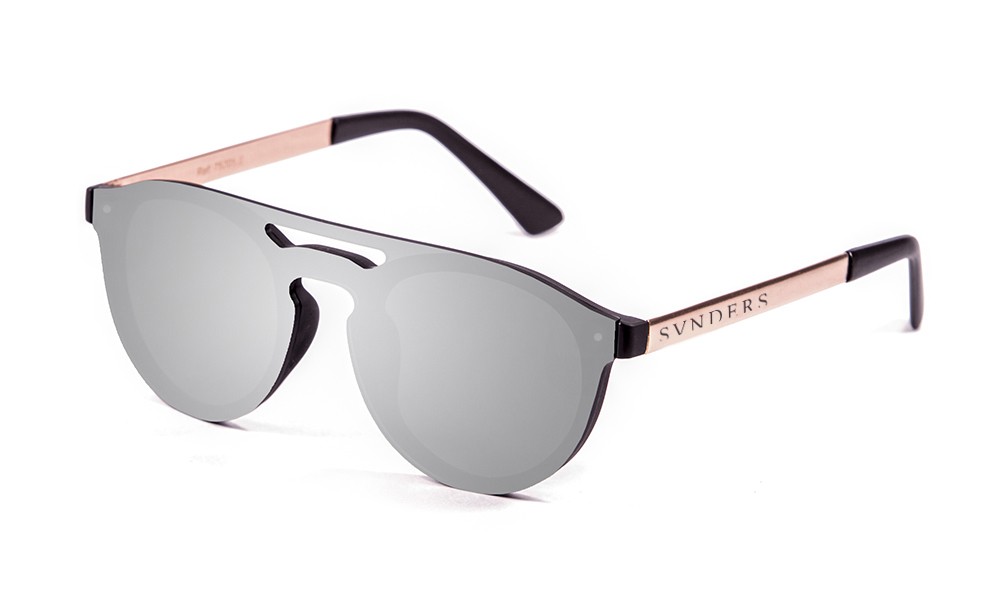 Sunpers Sunglasses Gafas De Sol - Negro - Dorado / Lente Plana Plateada Espejo | SUNPERS