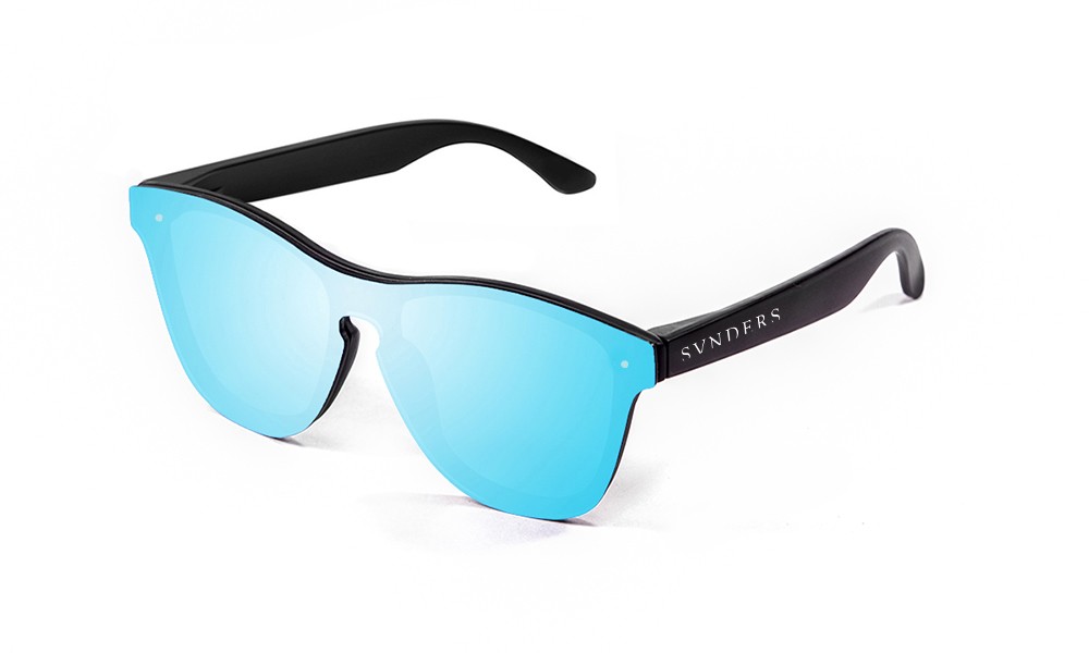 Sunpers Sunglasses Gafas De Sol - Negro Mate / Lente Plana Azul Cielo Espejo | SUNPERS
