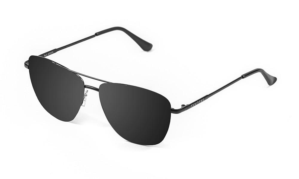 Sunpers Sunglasses Gafas De Sol - Negro Mate Metálico / Lente Plana Ahumada | SUNPERS