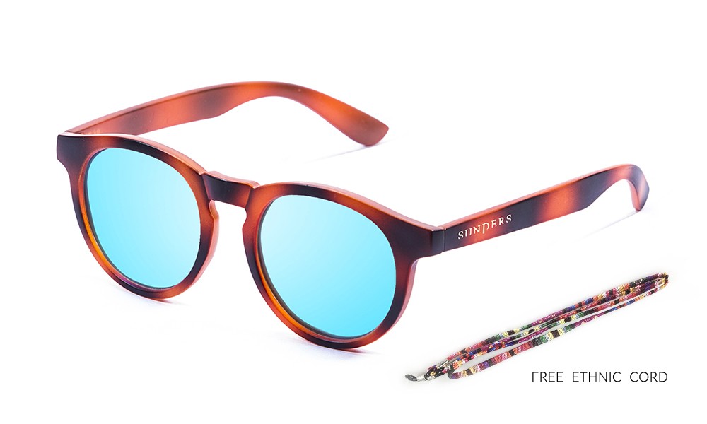 Sunpers Sunglasses Gafas De Sol - Revo / Líneas Verticales / Marrón / Lente Azul Cielo | SUNPERS