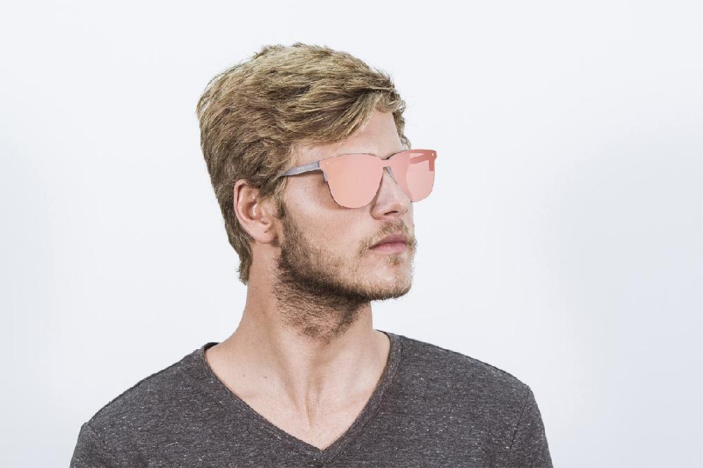 Sunpers Sunglasses Gafas De Sol - Revo / Mate Gris / Lente Plana Rosa | SUNPERS