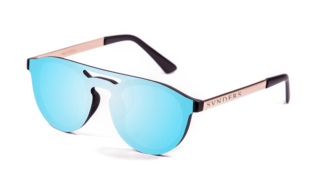 Sunpers Sunglasses Gafas De Sol - Revo / Negro - Dorado / Lente Plana Azul Cielo | SUNPERS