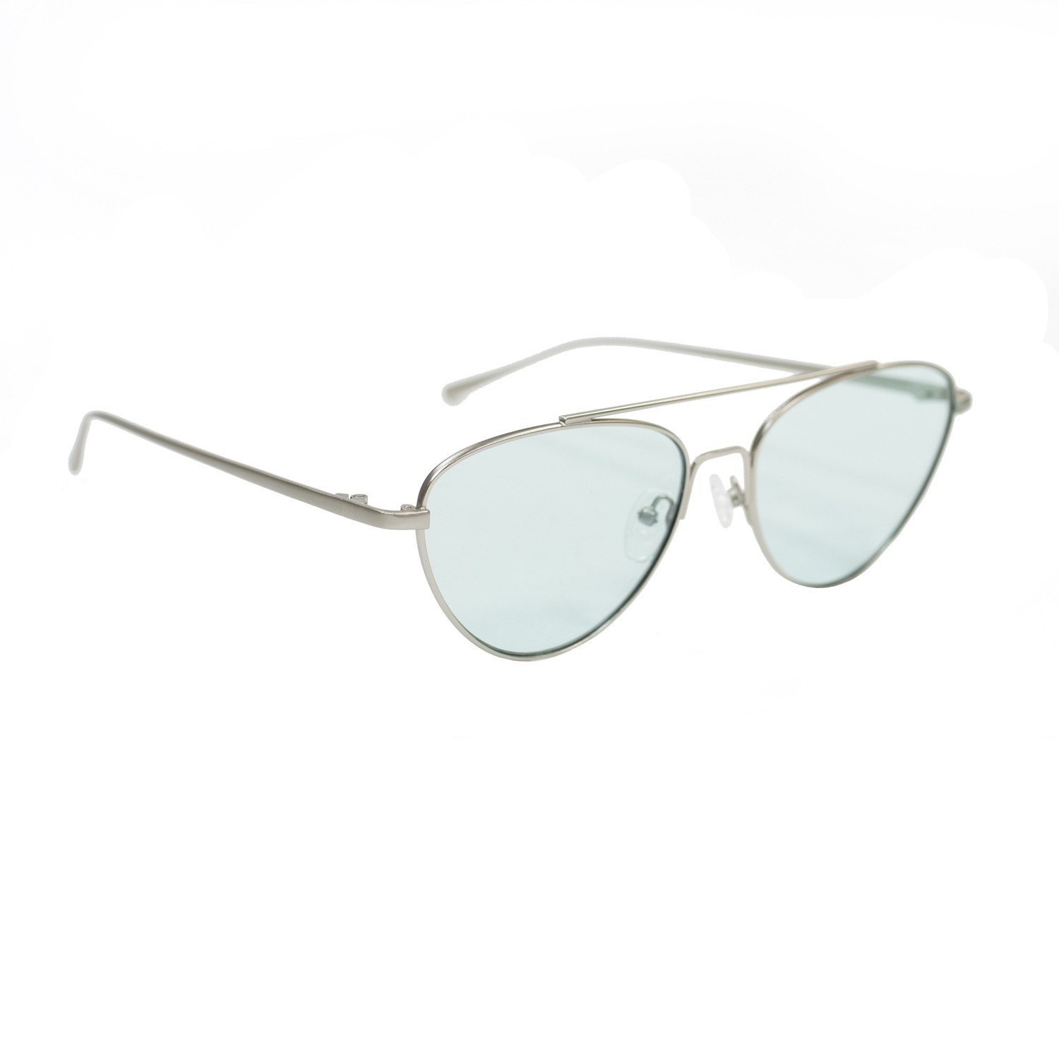 Sunpers Sunglasses LOLITA METAL MATTE SILVER FRAME TRANSPARENT MINT LENS | SUNPERS SUNGLASSES