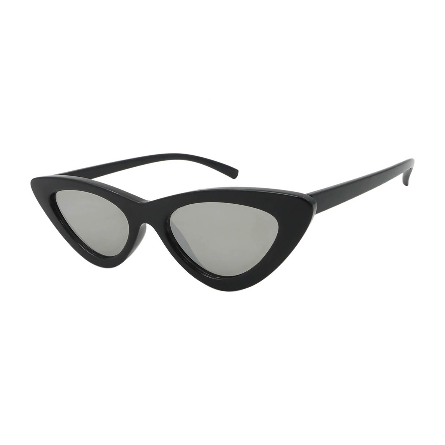 Sunpers Sunglasses LOLITA SHAPE POLYCARBONATE SHINY BLACK FRAME SILVER MIRROR LENS | SUNPERS SUNGLASSES