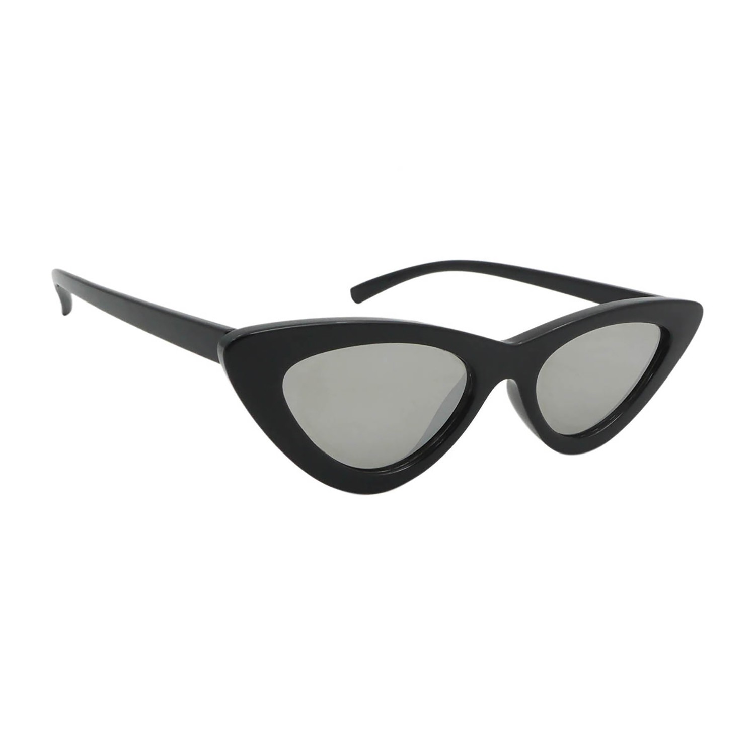 Sunpers Sunglasses LOLITA SHAPE POLYCARBONATE SHINY BLACK FRAME SILVER MIRROR LENS | SUNPERS SUNGLASSES