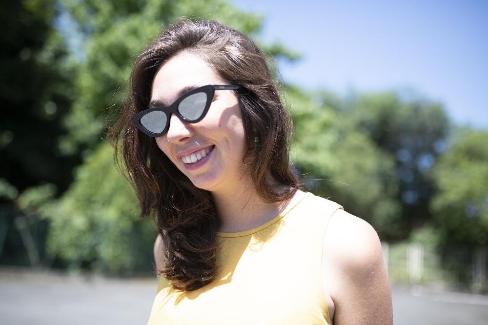 Sunpers Sunglasses LOLITA SHAPE POLYCARBONATE SHINY BLACK FRAME SILVER MIRROR LENS | SUNPERS SUNGLASSES