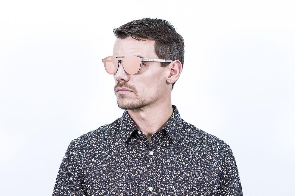 Sunpers Sunglasses Matte Solid Grey / Revo Pastel Pink Flat