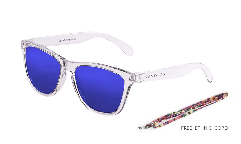 sunpers sunglasses San Francisco - Clásica / blanco transparente / azul espejo