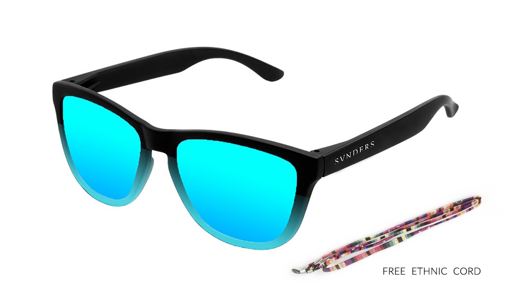 sunpers sunglasses San Francisco - Clásica / negro mate - azul inferior / azul cielo espejo