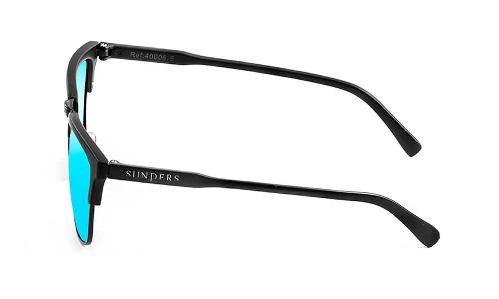 Sunpers Sunglasses San Francisco - Clubmaster / Negro Mate – Azul Cielo