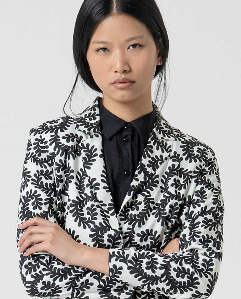 Surkana Blazer De Viscosa Cruzada Y Estampada Blanco