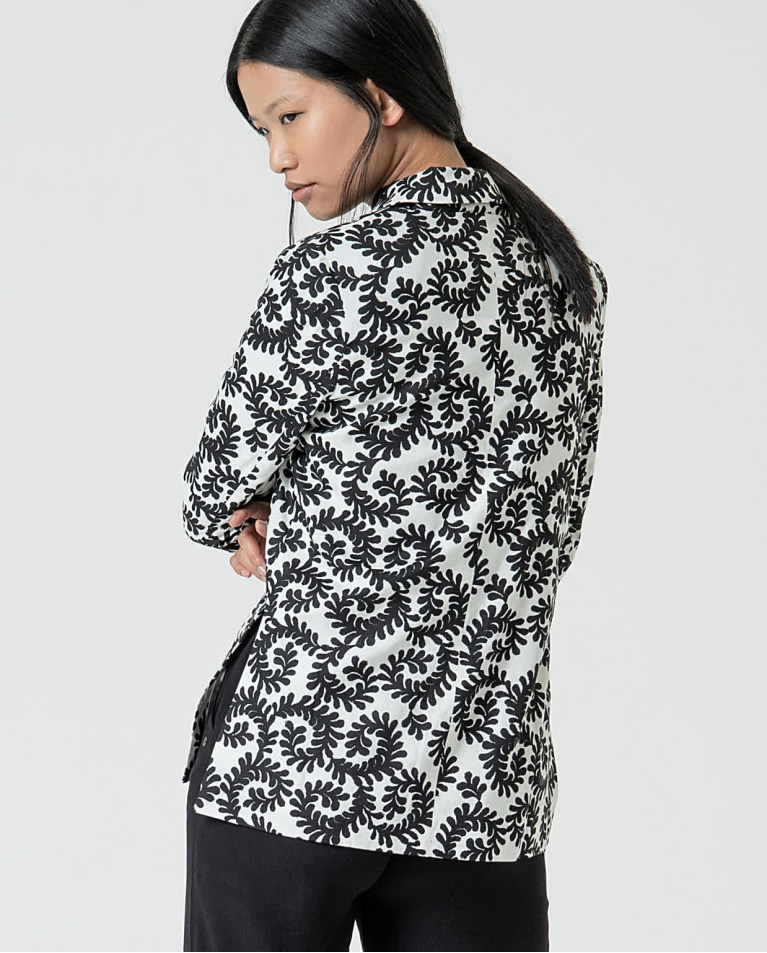 Surkana Blazer De Viscosa Cruzada Y Estampada Blanco