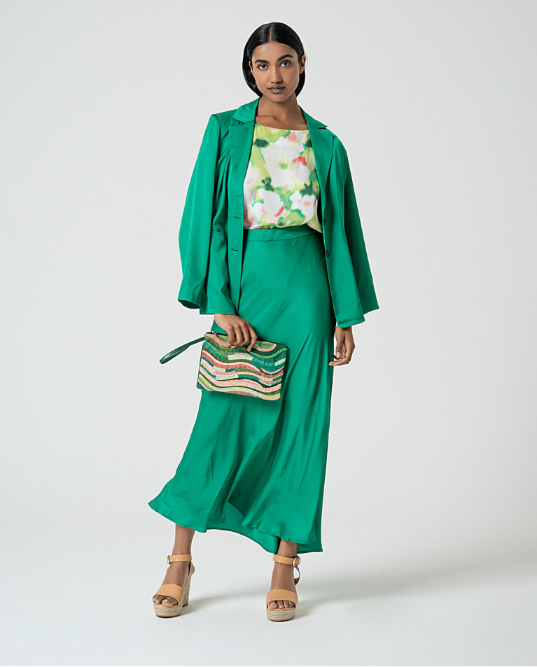 Surkana Bolso De Mano Con Abalorios Metalizados Verde