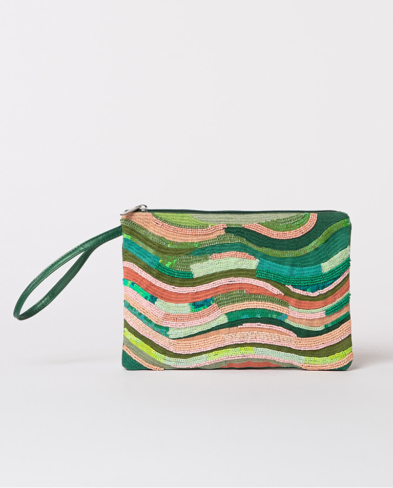 Surkana Bolso De Mano Con Abalorios Metalizados Verde