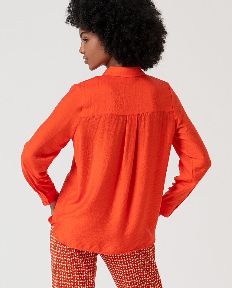 Surkana Camisa Con Bordados Perforados Lisa Naranja