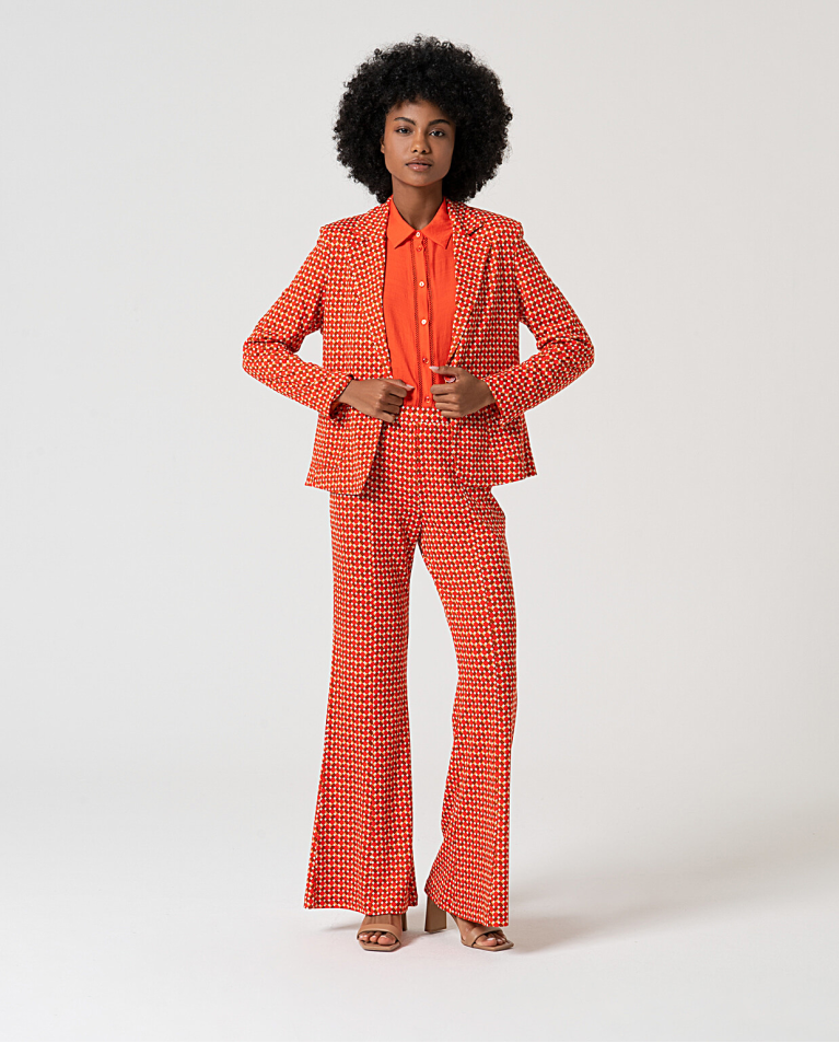 Surkana Camisa Con Bordados Perforados Lisa Naranja