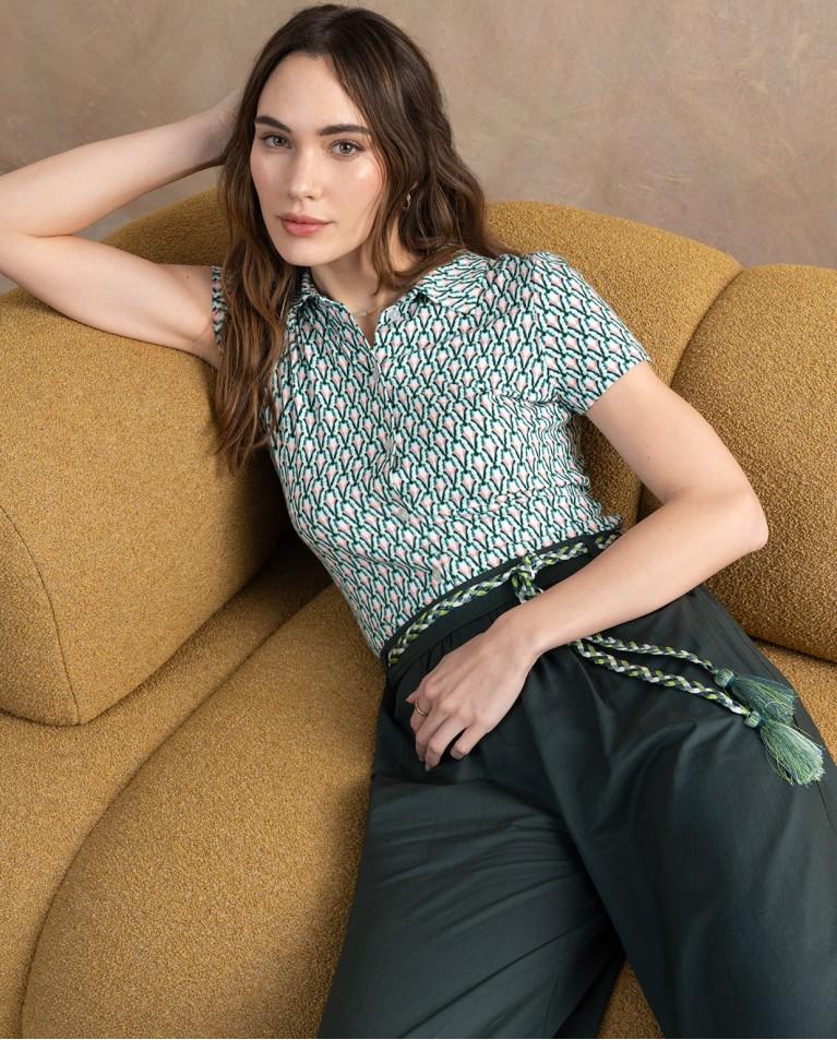 surkana Camisa elástica manga corta estampada Verde